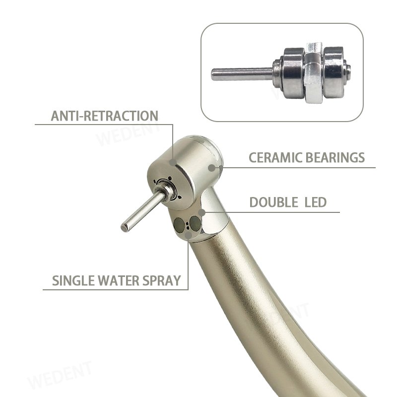 Surgical Instruments 2-hole 4-hole Mini Head Double E-gen LED Light High Speed Push Button Dental Handpiece