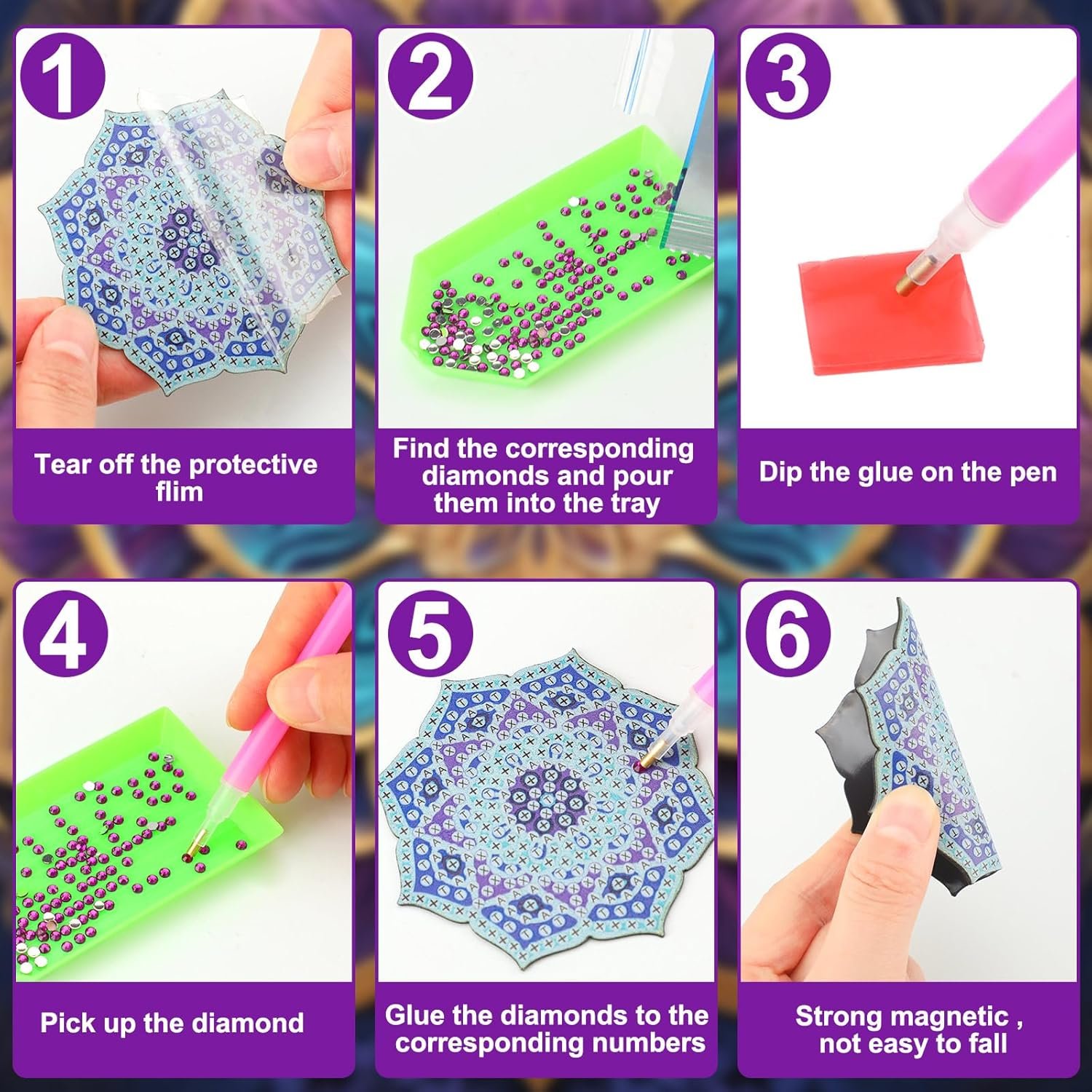 5D Children's DIY Diamond Painting Free Sticker keychains diy Point diamond painting kit for kids