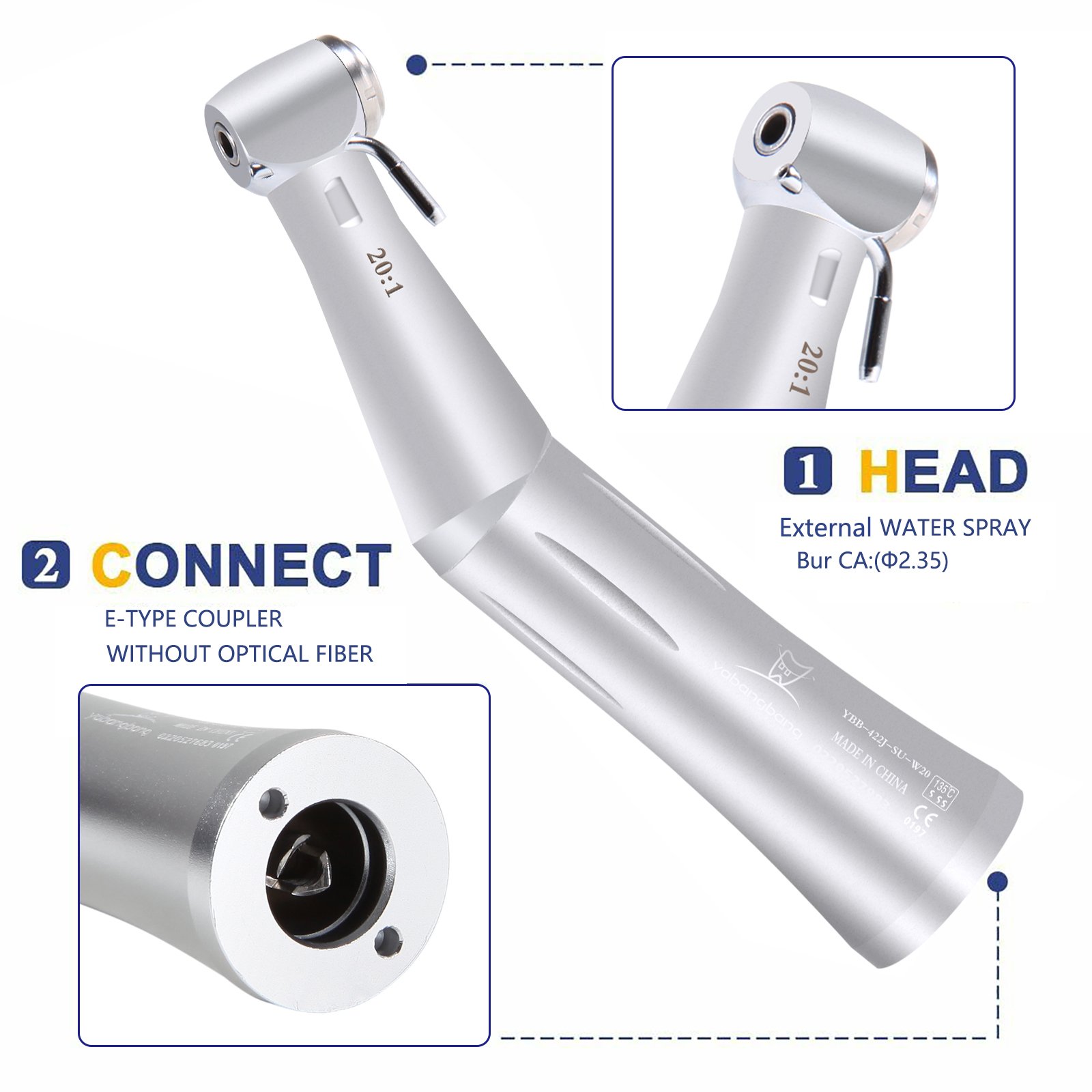 MAX SG20 Push Button 20:1 contra angle External water spray Low Speed NS K dental handpiece