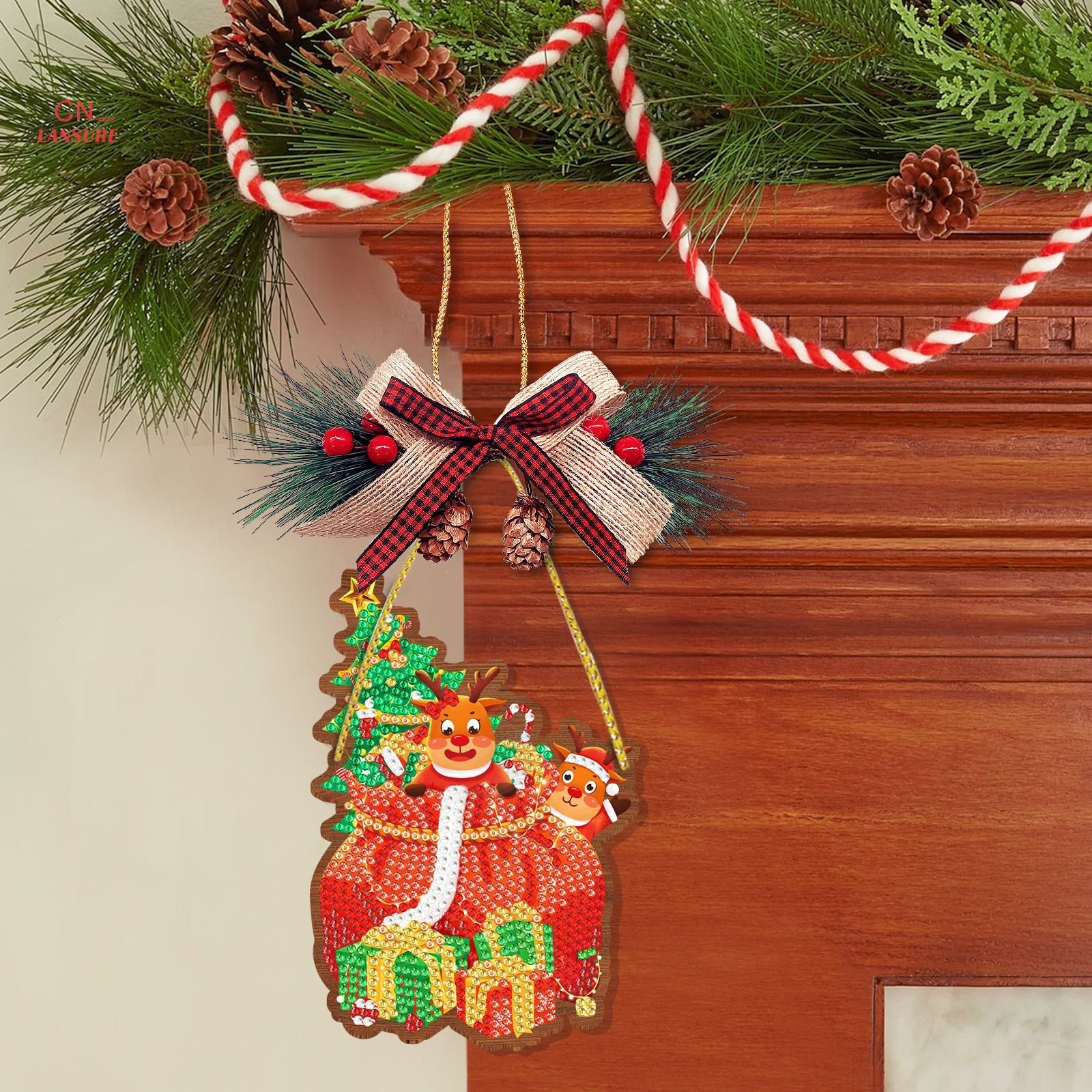LS New Christmas decorations 5D DIY Diamond Painting Christmas hangings DIY Wooden snowman pendant