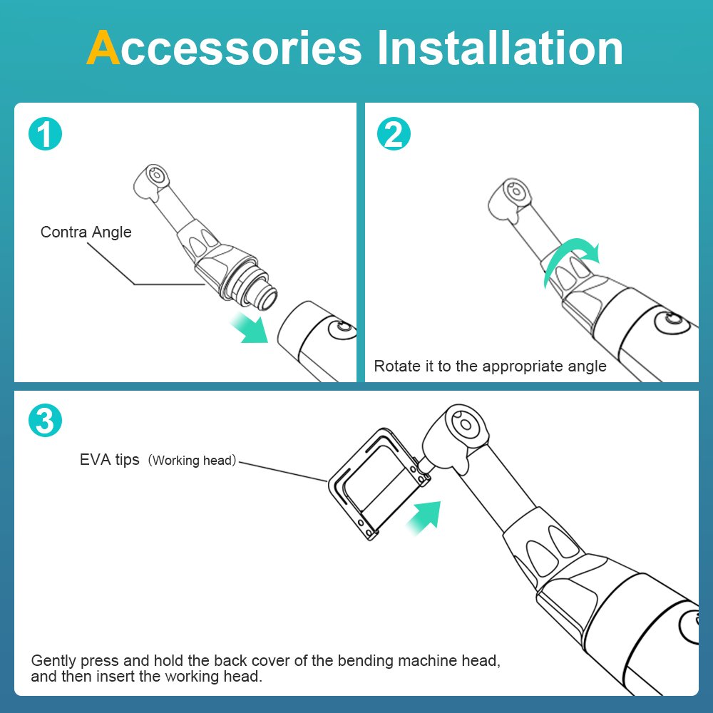 Dental Electric Orthodontics Handpiece IPR System Motor Vertical Reciprocating Contra Angle Can 360° Rotation EVA Tips EVA-MT7