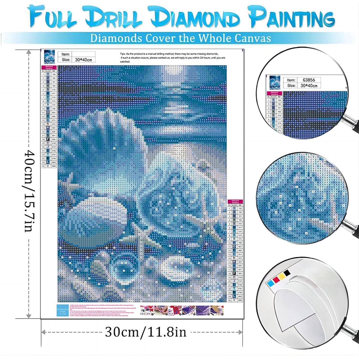 Adult diamond painting set, beach shell painting crafts, home wall decoration, DIY 5D round diamond art shell perfect relaxation