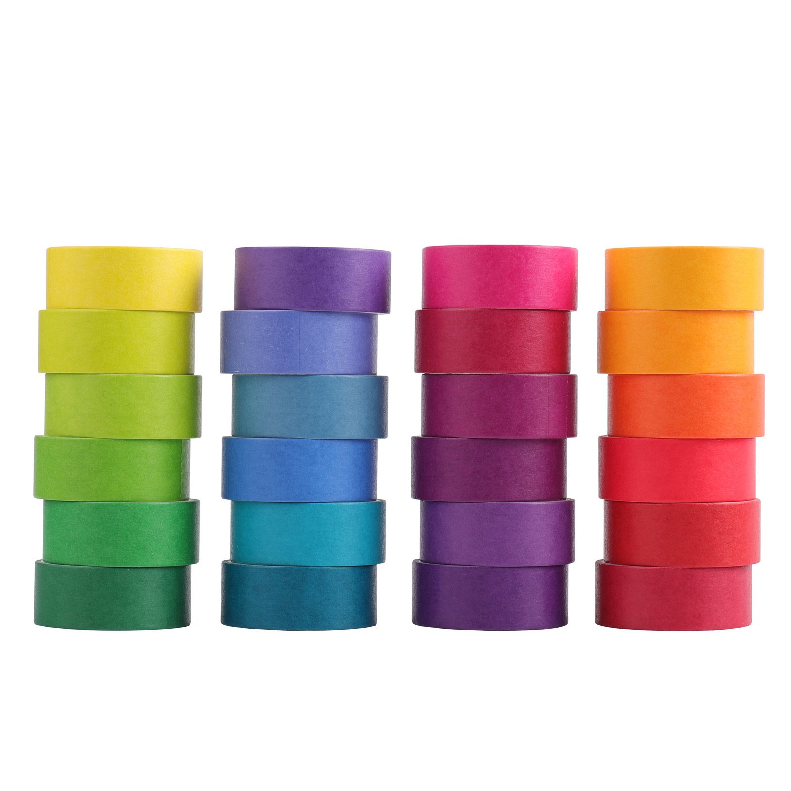 24 Rolls Colored Washi Tape,Rainbow Solid Color Washi Tape for Egg Decorating,DIY School Supplies