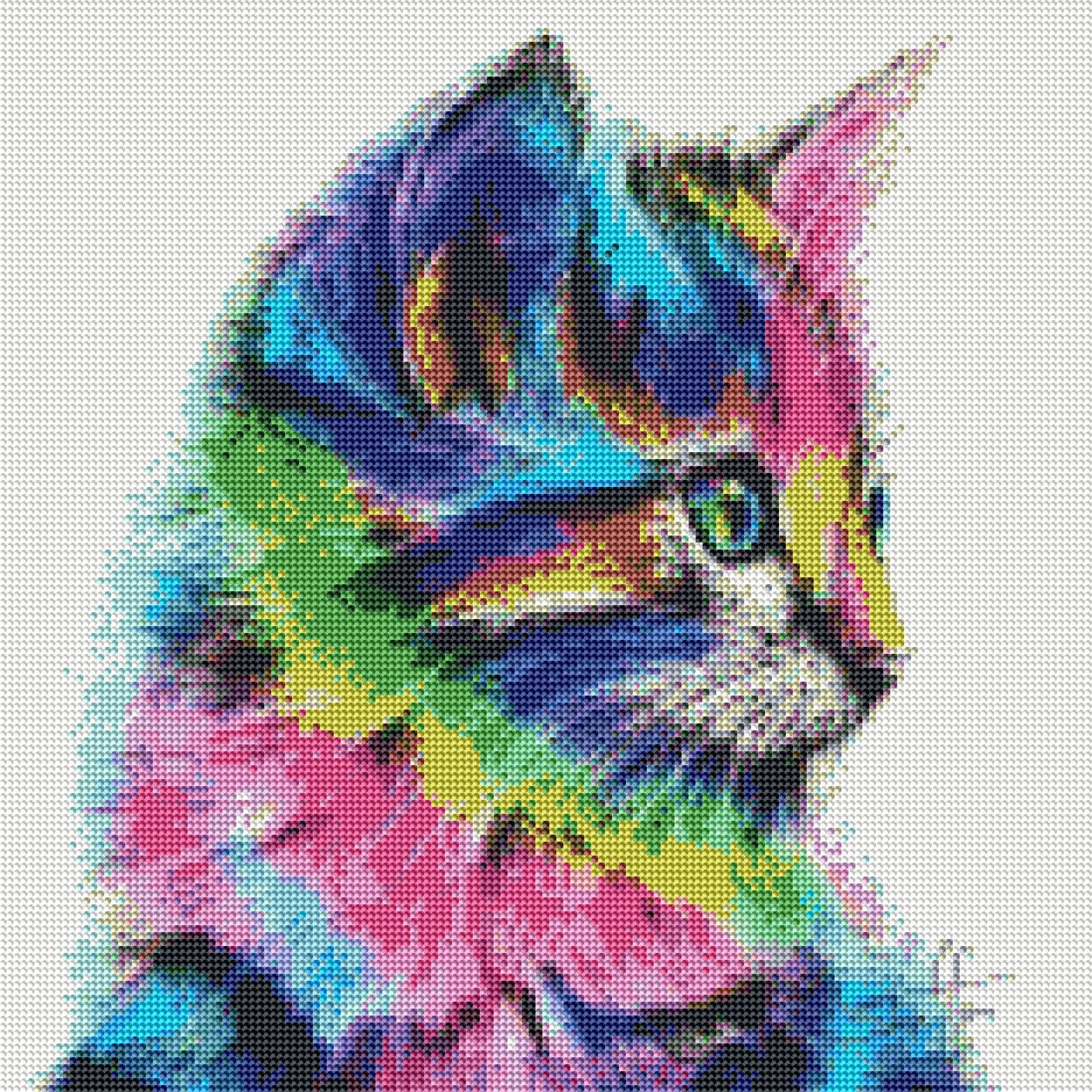 ZSH199 Wholesale Wall Picture Embroidery Mosaic Art Full Drill Colorful Cat DIY 5D Diamond Painting