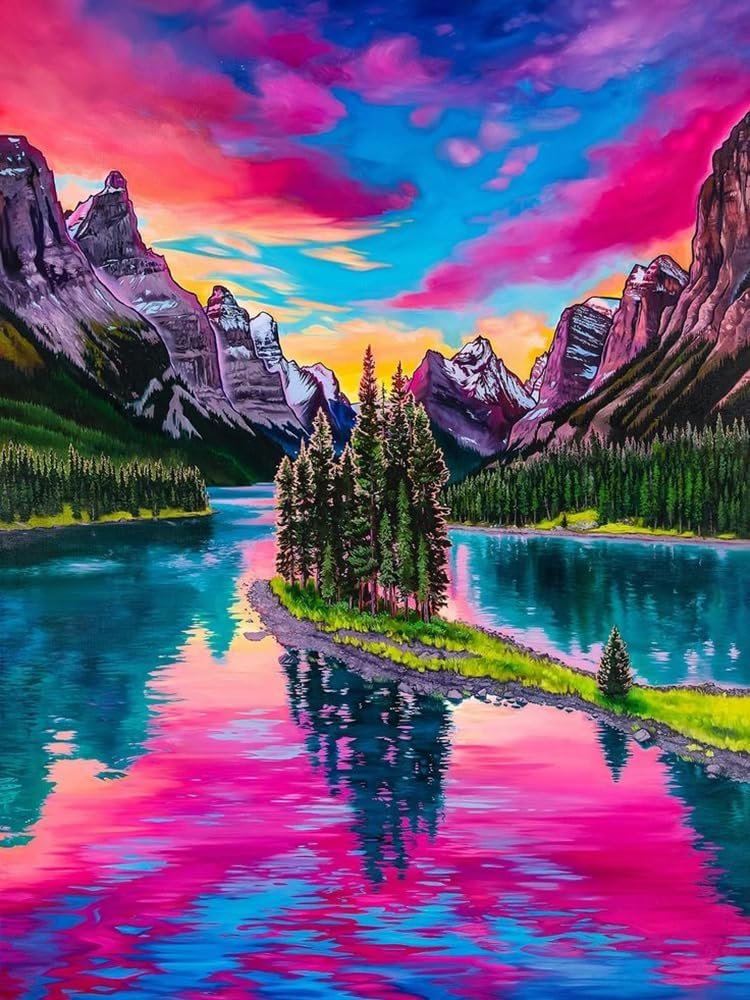 5D Adult Diamond Painting Set DIY Mountain and Lake Beautiful Scenery Diamond Painting Home paintings and wall Decoration Gift