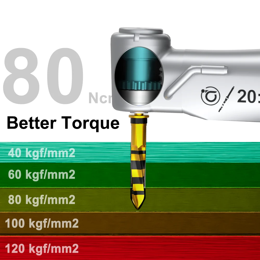 Implant Dental Handpiece Contra Angle 20:1 Surgical with External and Internal Water Spray 80Ncm Torque Smile Series SG20-1L