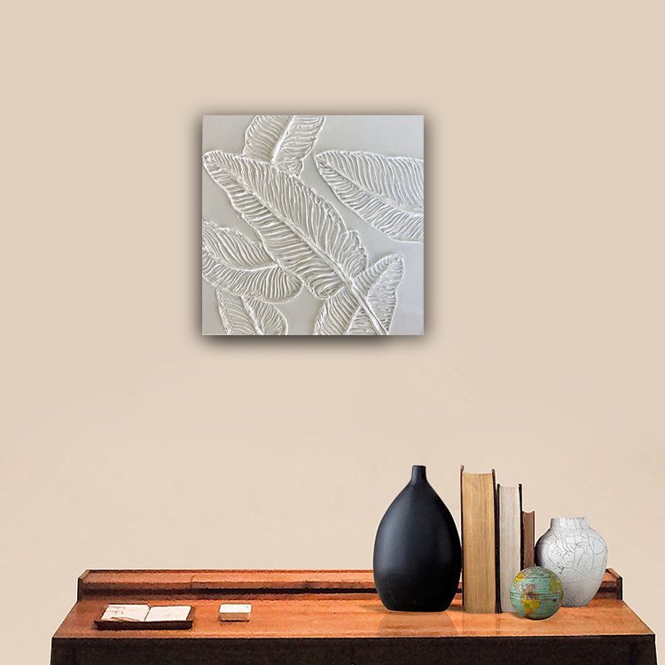 Minimalist white three-dimensional texture texture abstract art 3d printing landscape painting hotel decoration wall art canvas
