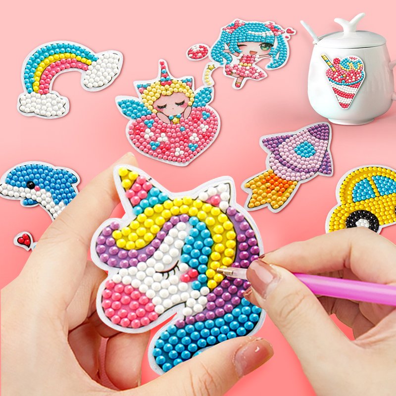 Factory Wholesale Creative DIY Diamond Children Cartoon Sticker Diamond Art Crafts Animal Sticker for Kids