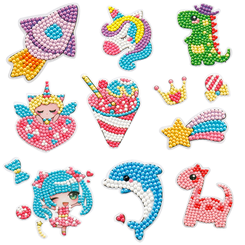 Factory Wholesale Creative DIY Diamond Children Cartoon Sticker Diamond Art Crafts Animal Sticker for Kids
