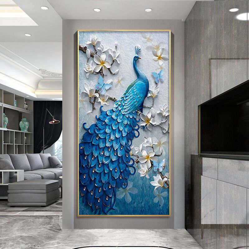 Modern porch hotel decoration Print picture 5s diamonds aluminum crystal porcelain painting canvas glass wall art