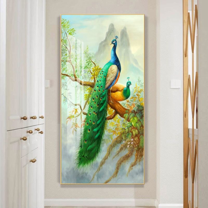 Modern porch hotel decoration Print picture 5s diamonds aluminum crystal porcelain painting canvas glass wall art