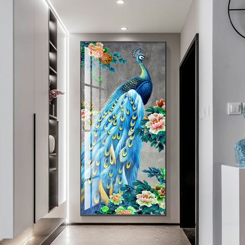 Modern porch hotel decoration Print picture 5s diamonds aluminum crystal porcelain painting canvas glass wall art