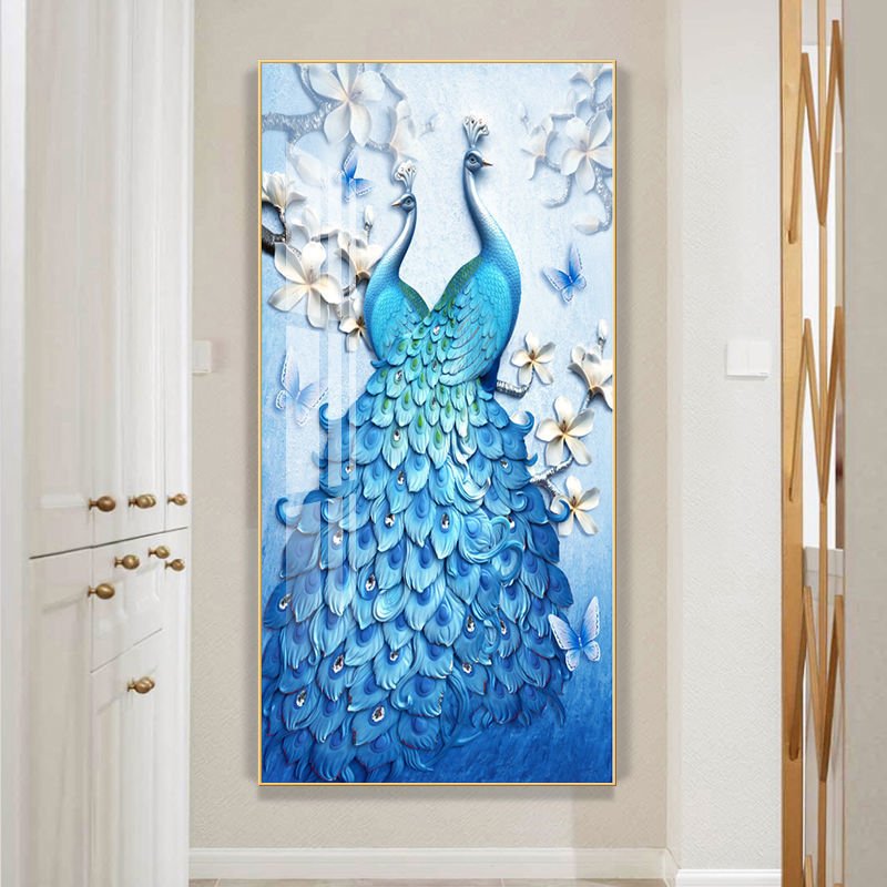 Modern porch hotel decoration Print picture 5s diamonds aluminum crystal porcelain painting canvas glass wall art