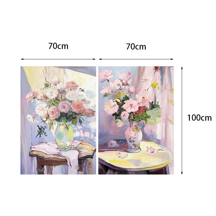 Hand-Painted Abstract Flowers Blooming Oil Painting, Gallery Wrapped Framed Bright Colorful Flowers Red Wildflowers Art