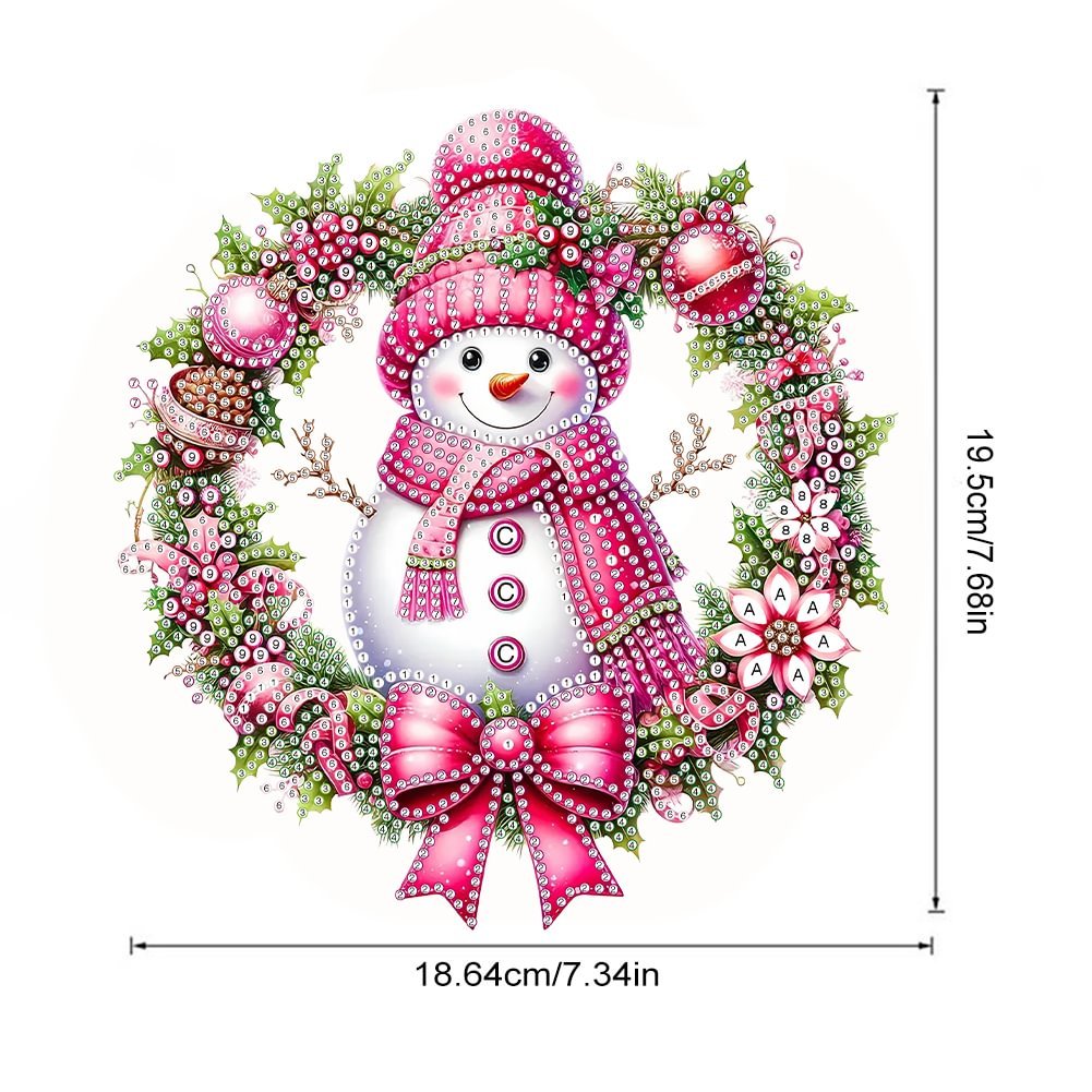 DIY Snowman Wreath Special Shaped Acrylic Diamond Painting Pendant Christmas Decor Diamond Painting Irregular Hanging Ornament
