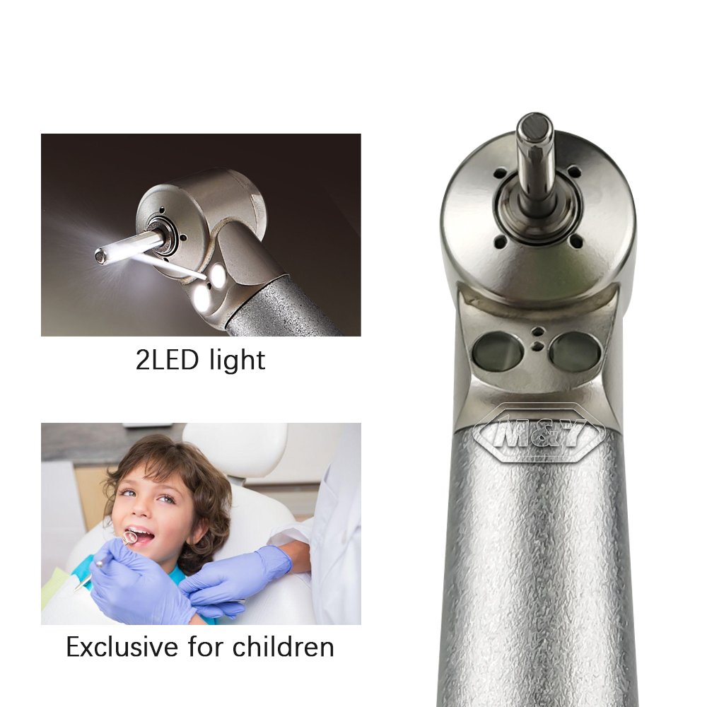 Dental Air Turbine E-Generator Back-Flow Double LED Mini Head Push Button Ceramic Bearing High Speed Kids Handpiece Children