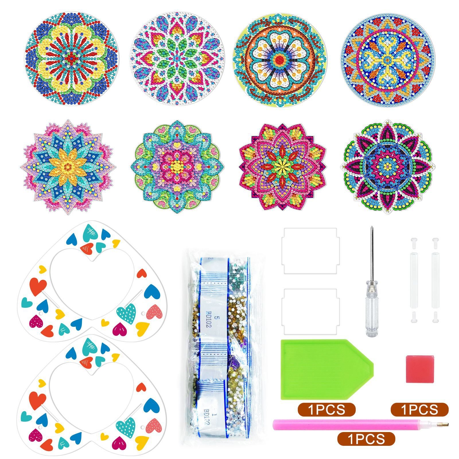 12PCS Custom Diamond Painting Coasters Flowers DIY Diamond Gem Cup Mat Crystal Art Gifts