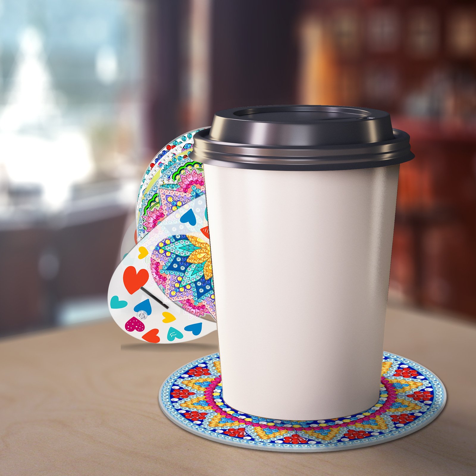 12PCS Custom Diamond Painting Coasters Flowers DIY Diamond Gem Cup Mat Crystal Art Gifts