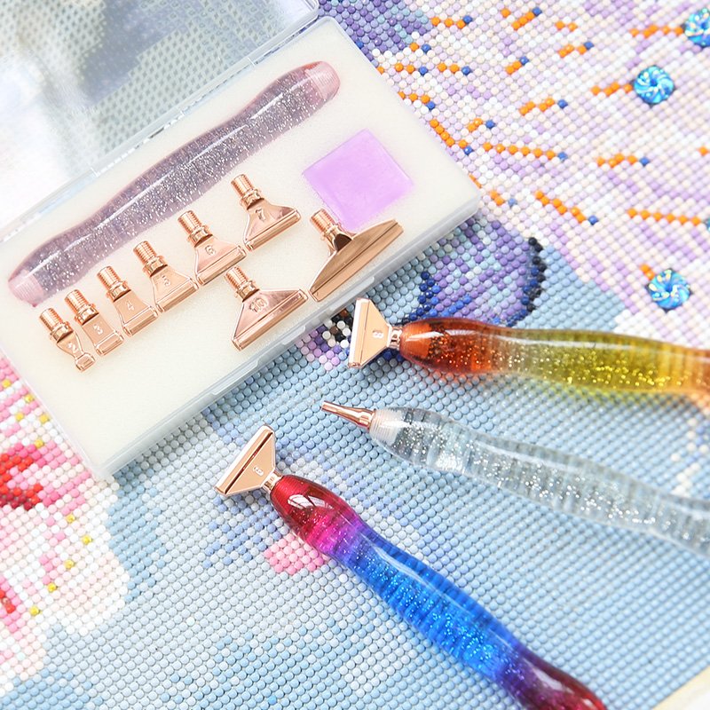 5d Diamond Painting Pen Resin Diamond Painting Metal Drill Pens Metal Alloy Angled Pen Tip Dot Drill Tool Accessories