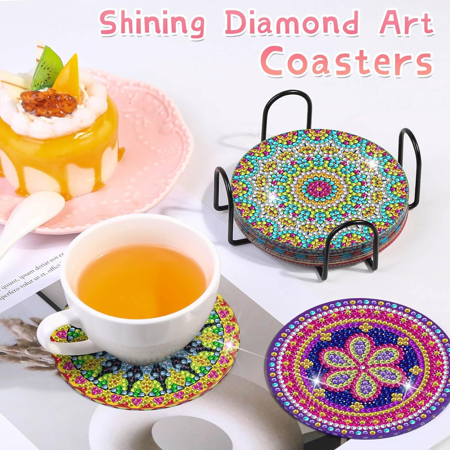 Diamond Painting Mandala Flower Coasters Kit 8 Pieces Mandala Diamond Art Coasters Diamond Art Kits For Adults