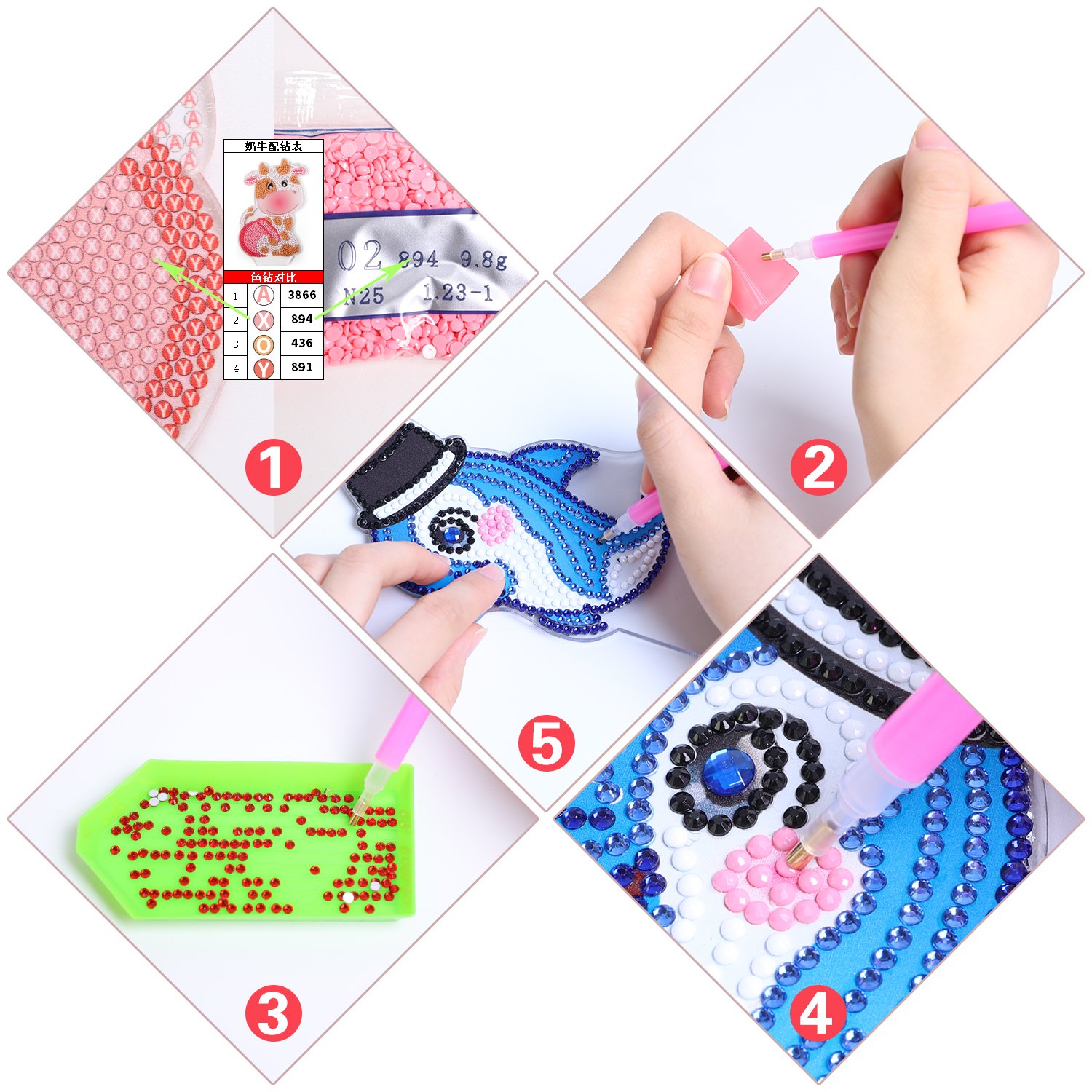 DIY Diamond Painting with LED Lamp Night Lights Creativity 7 Colors Animal Series Crystal Drawing Lamp Decoration