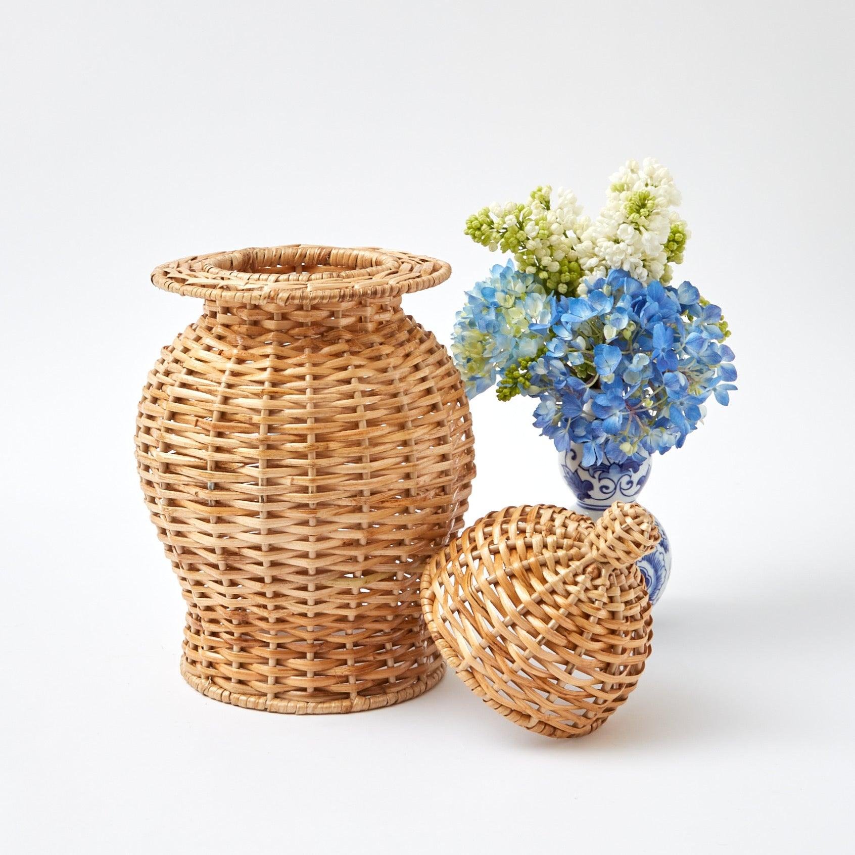 Tienphong Wholesale Modern Natural Rattan Ginger Jar Vase - Natural Rattan Gifts for Her Him Family