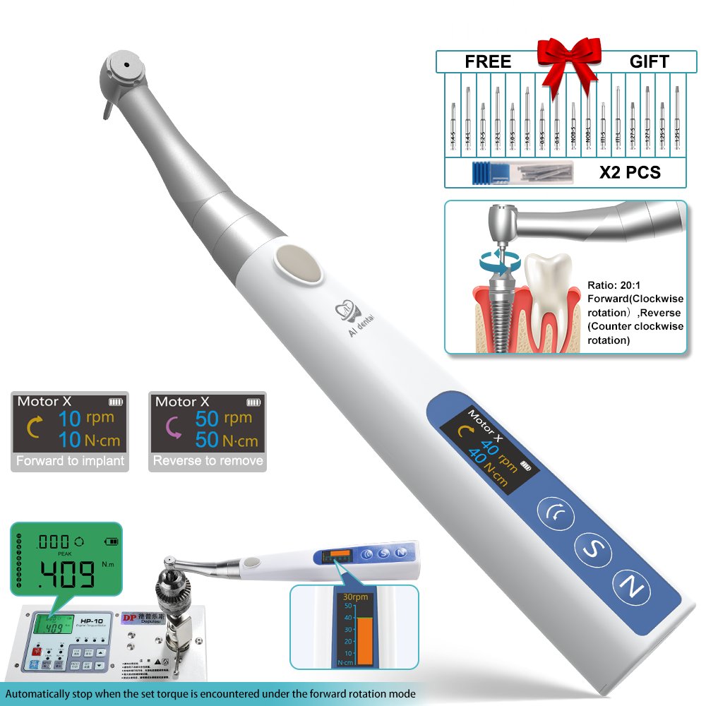 Electric Torque Wrench Handpiece 20:1 Contra Angle 213mm Dental Implant Surgery Instruments Without LED Indicator TW-MT7