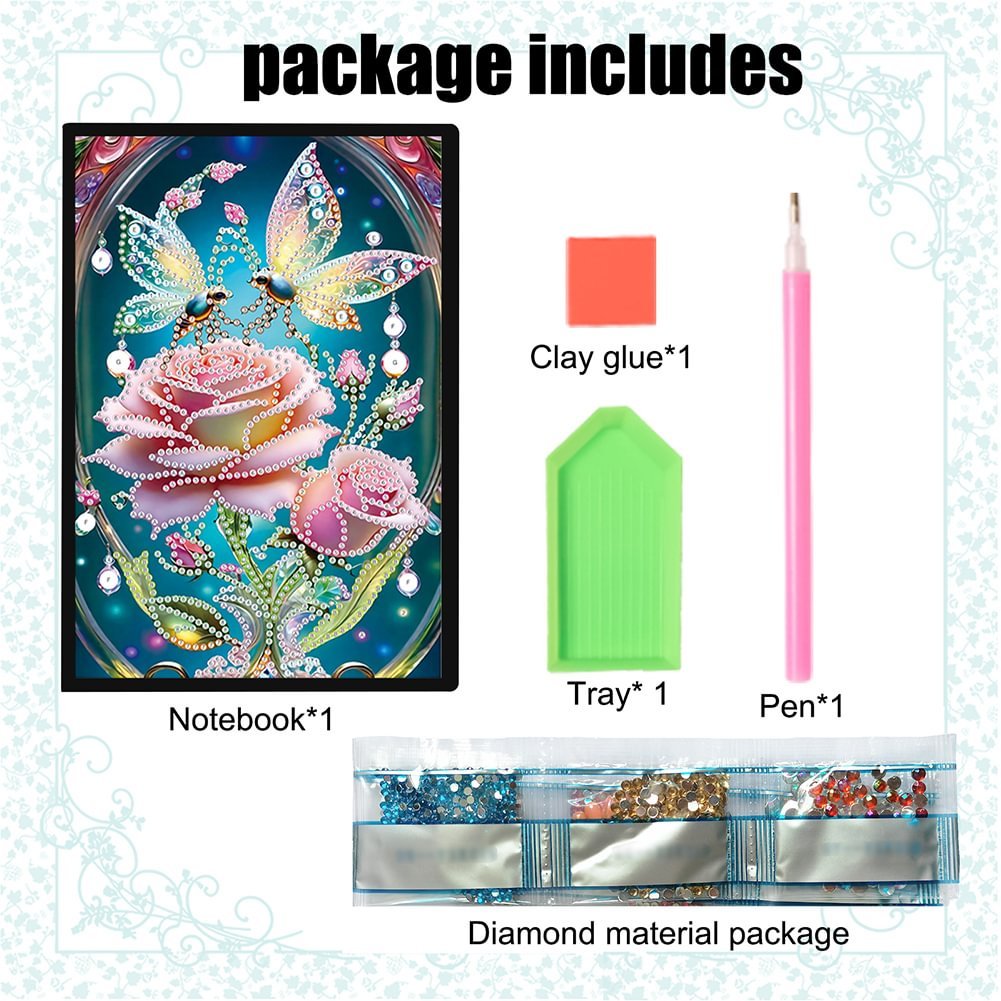 50 Pages A5 Flower Butterfly 5D DIY Craft Notebook Kit
