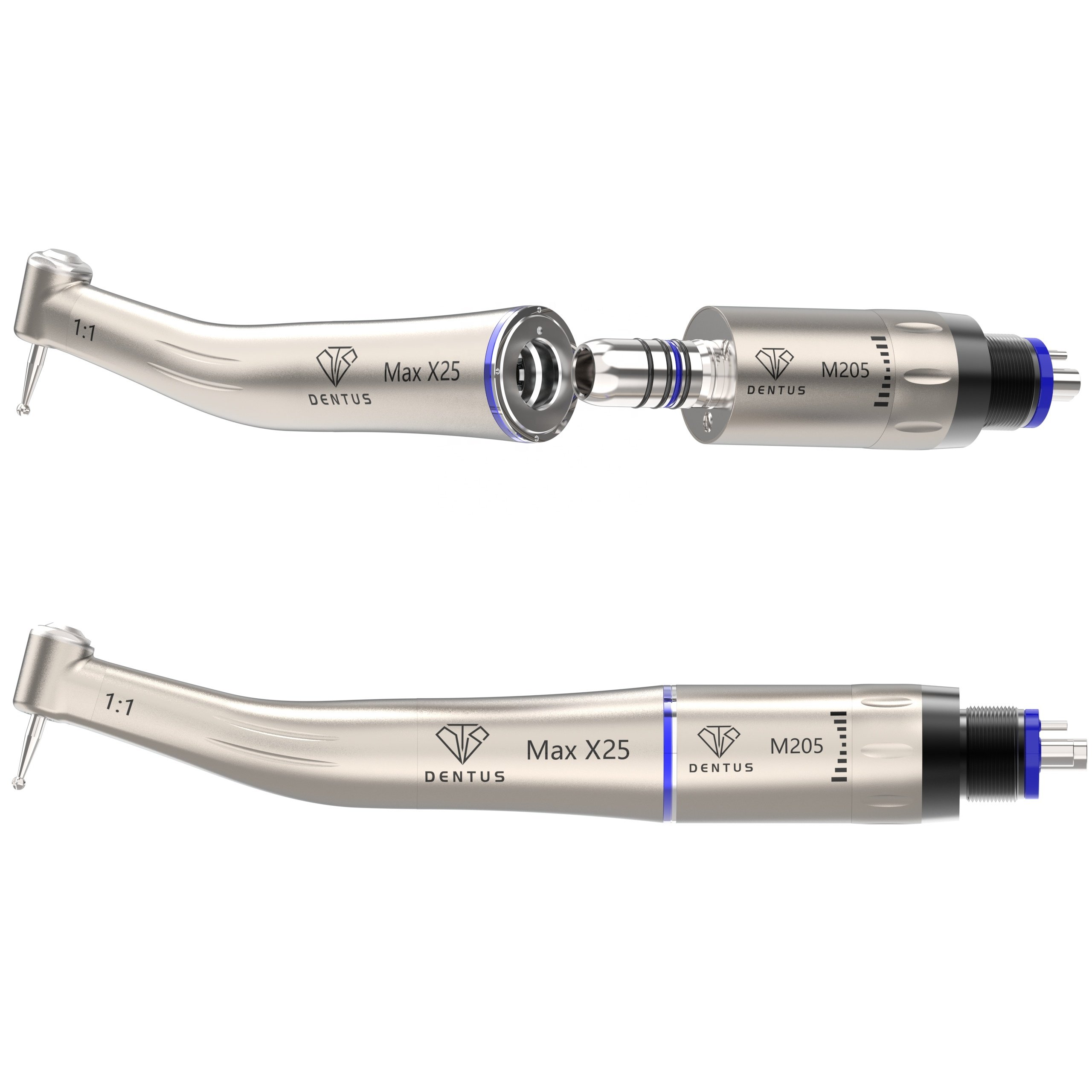 1:1 Non-Optic Low Speed Contra Angle E-type Electric CA Dental Handpiece blue ring X25