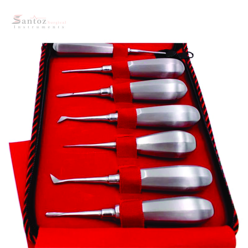 SANTOZ SURGICAL 13Pcs Stainless Steel Dental Elevator Set Reusable Manual Root Elevators with Plastic and Metal Dental Burs