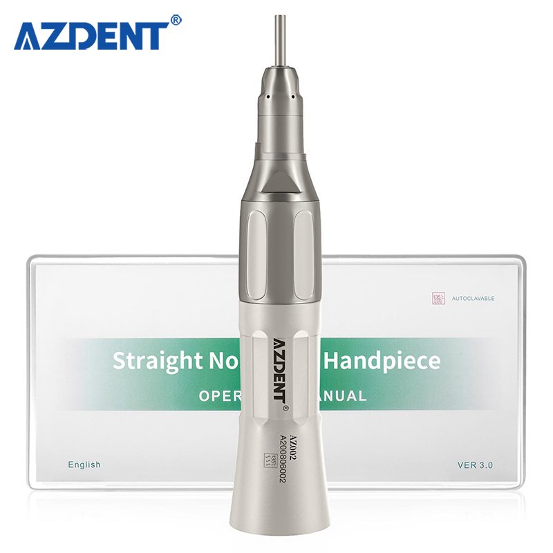 Dental Push Button Low Speed Contra Angle Handpiece Kit with Straight Handpiece & Air Motor