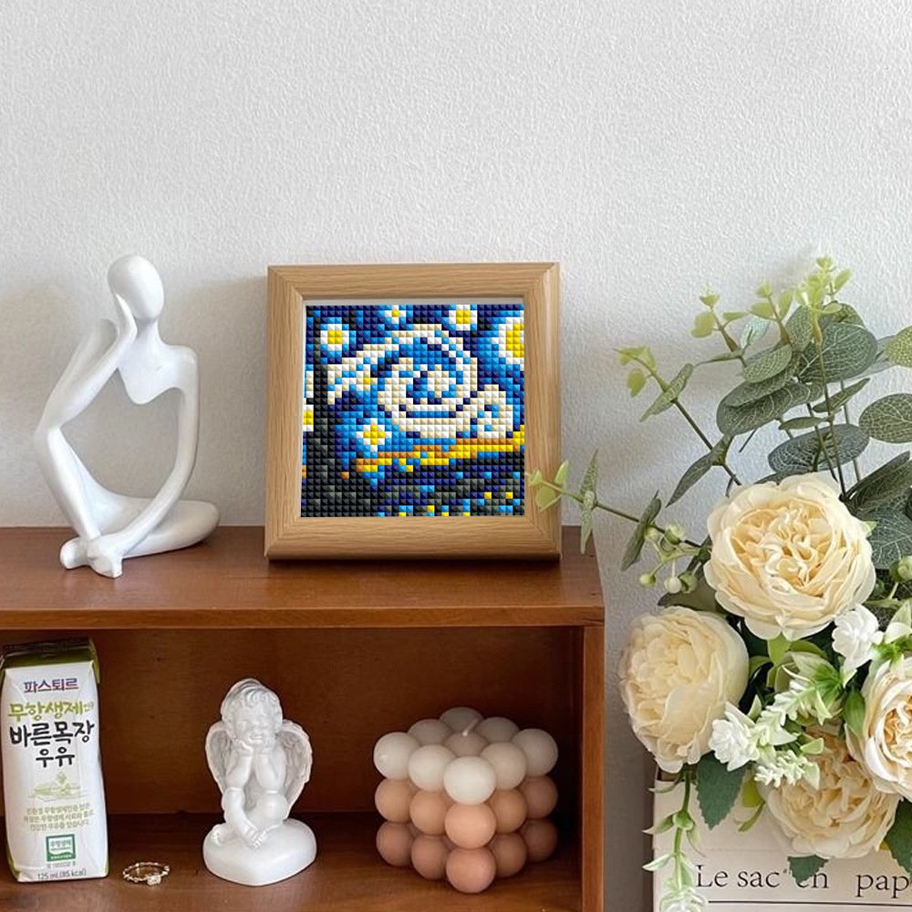 10.7x10.7cm Starry Night DIY Rhinestone Cross Stitch Mosaic Framed 5D Diamond Painting Kits