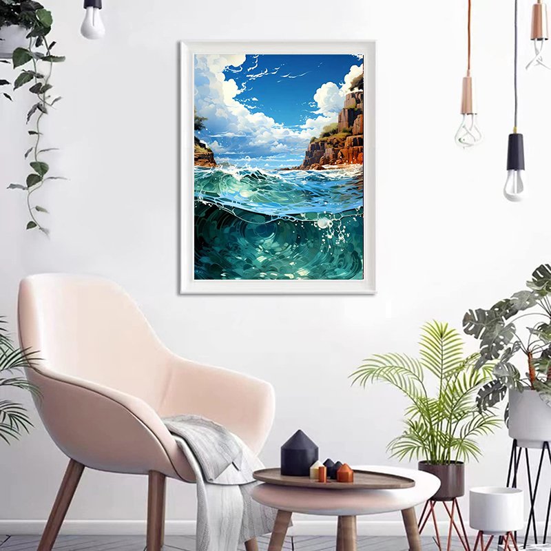 DIY Diamond Painting Anime Seascape AB Diamond Mosaic Painting 5d Diamond Painting Art Kit