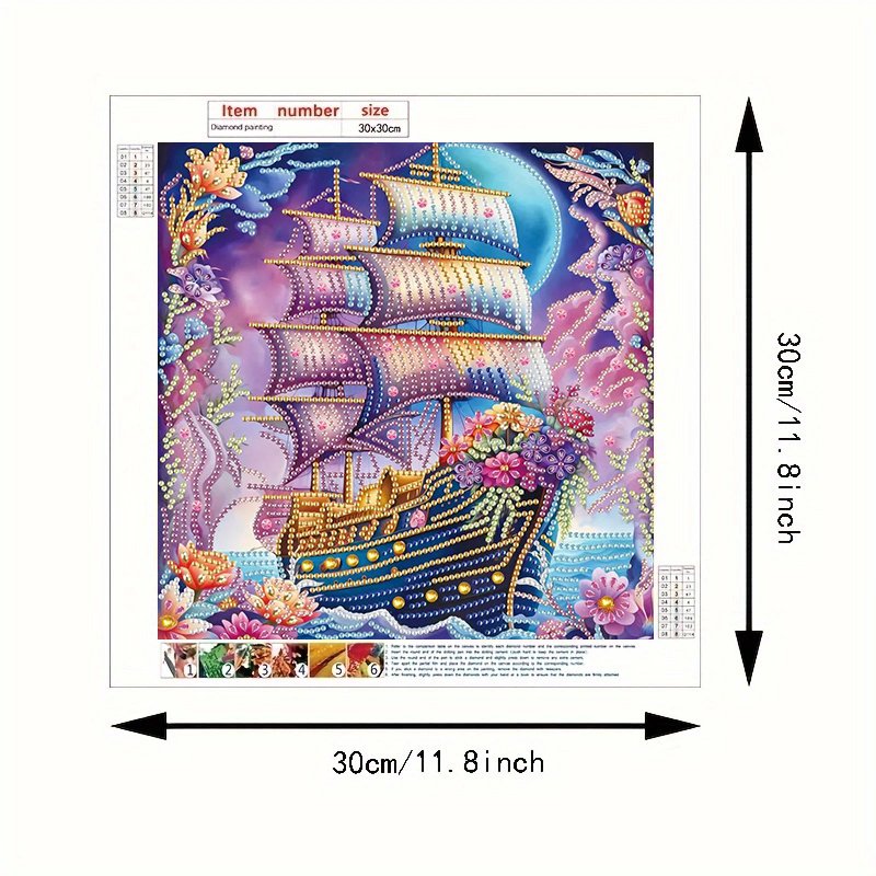 Low MOQ 5D Acrylic Diamond Painting Kit Home Decor DIY Sailboat Special Shape Diamond Paintings