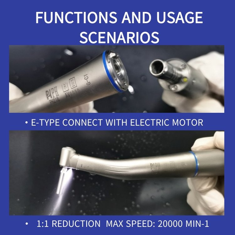Electric 1:1 LED Dental Handpiece Push Button Inner Water Spray Straight Design Made Durable Metal Steel Turbine Power Source