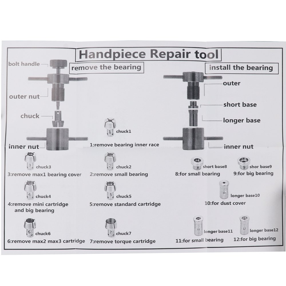 High Speed Dental Handpieces Repair Tools Bearings Cartridge Turbine Maintenance Tool Set Dentistry Equipment Ce 3 Years Manual