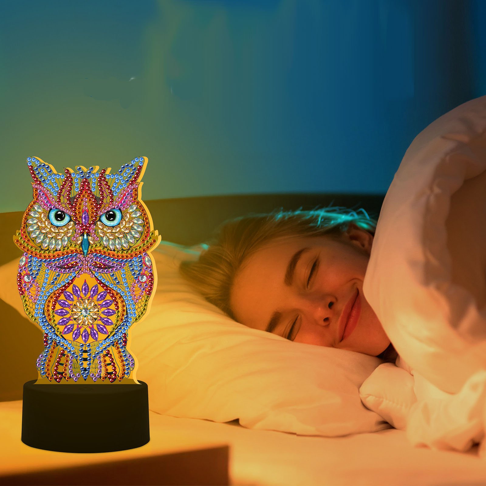 Wholesale DIY Diamond Painting LED Night Light Kids Crystal Drawing Decor Lamp 7 Colors Light USB Button LED Lamp
