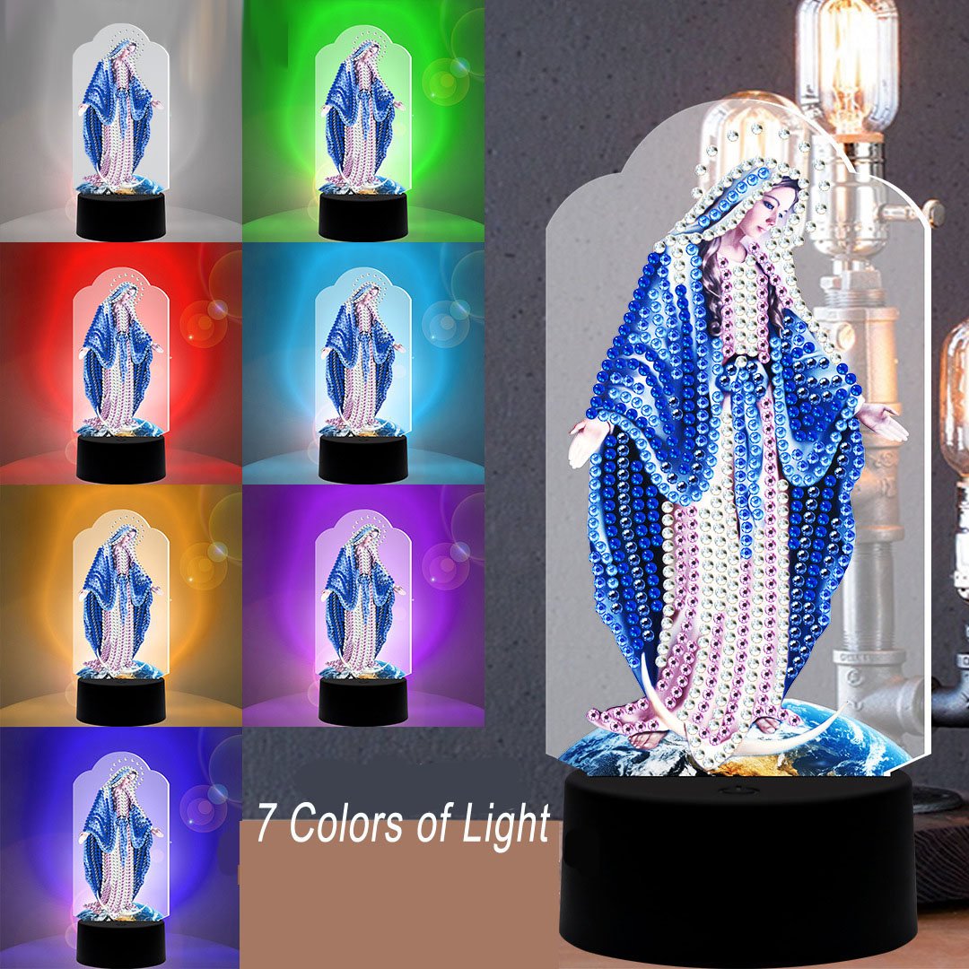 Wholesale DIY Diamond Painting LED Night Light Kids Crystal Drawing Decor Lamp 7 Colors Light USB Button LED Lamp