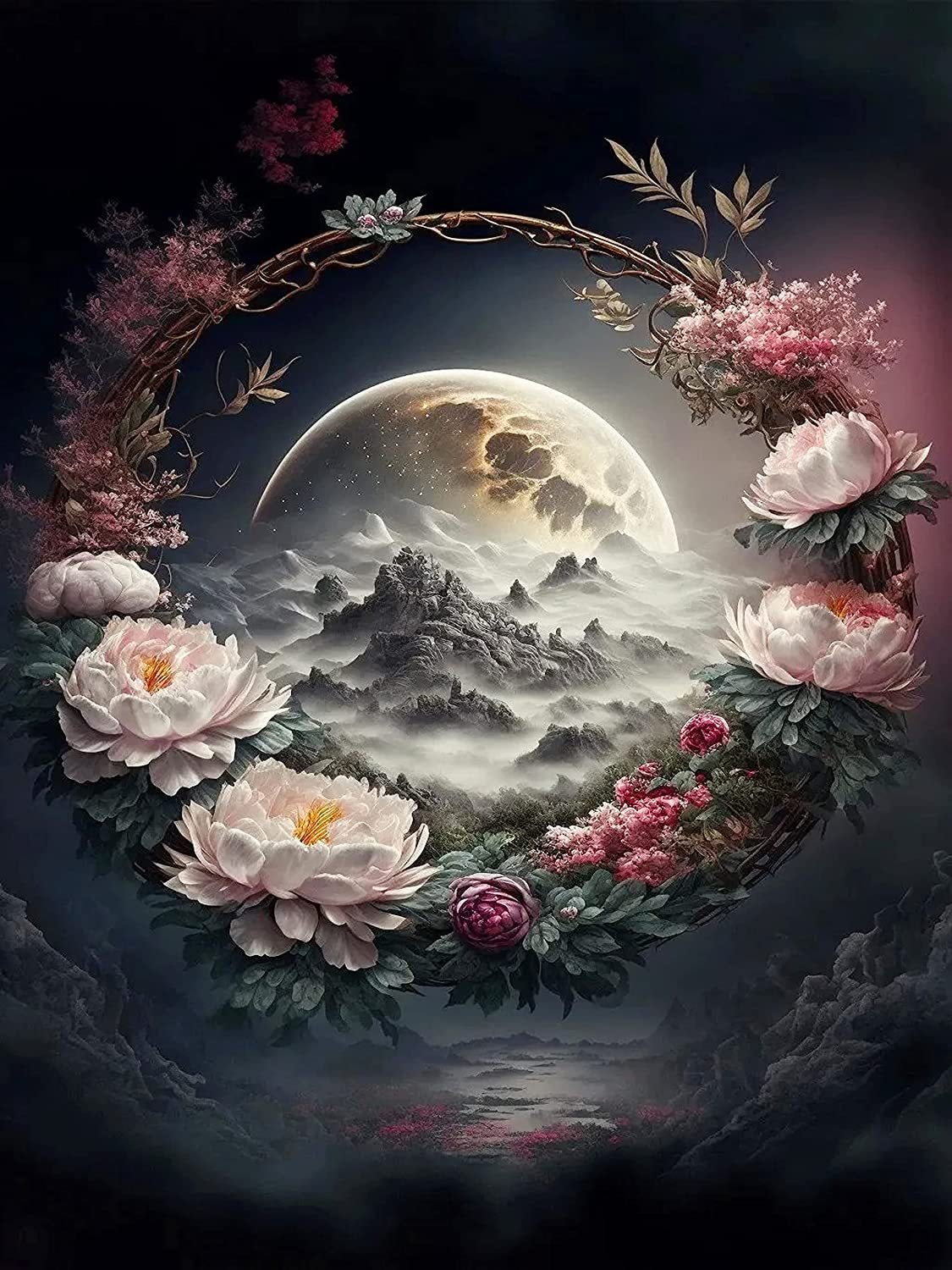 5D Custom Printed Diamond Painting Kit Moon Factory Wholesale DIY Home Decoration Scenery 30x40cm
