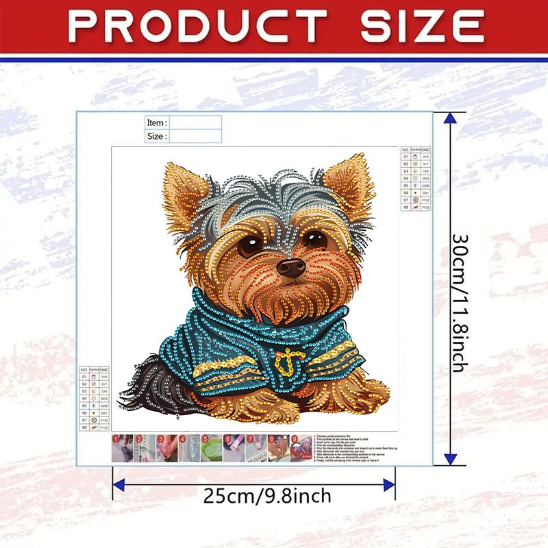 1PC 30x30cm DIY 5D Irregular Shaped Diamond Paintings Frameless Self-Designed Teddy Dog Pattern Modern Wall Decoration