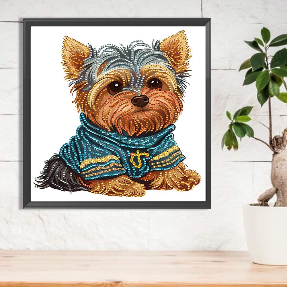 1PC 30x30cm DIY 5D Irregular Shaped Diamond Paintings Frameless Self-Designed Teddy Dog Pattern Modern Wall Decoration