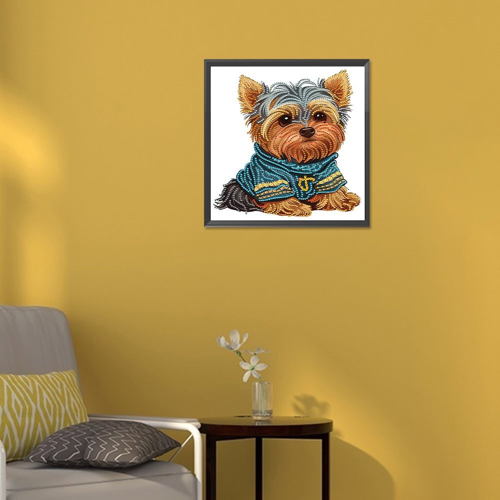 1PC 30x30cm DIY 5D Irregular Shaped Diamond Paintings Frameless Self-Designed Teddy Dog Pattern Modern Wall Decoration