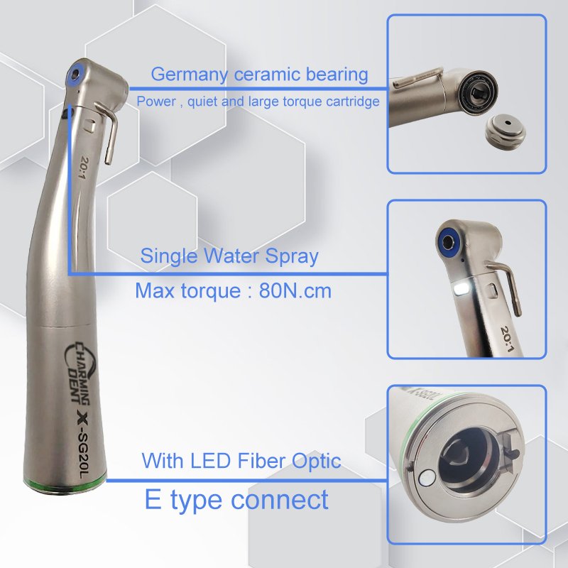 Charming Dental 20:1 Implant Contra Angle LED Handpiece Dental Low Speed Handpiece Lab Equipment