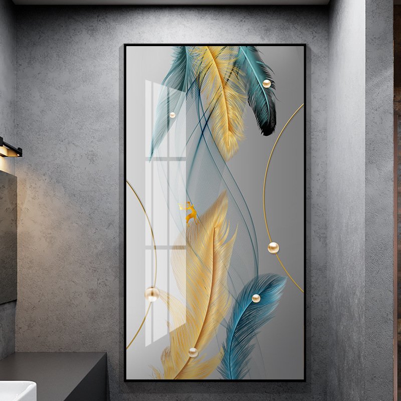 Factory Sales Feather Entrance Crystal Porcelain Painting Frames Picture Wall Art