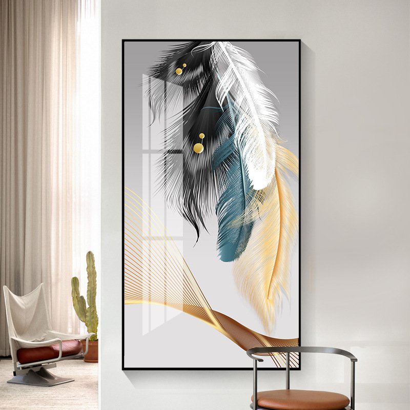 Factory Sales Feather Entrance Crystal Porcelain Painting Frames Picture Wall Art