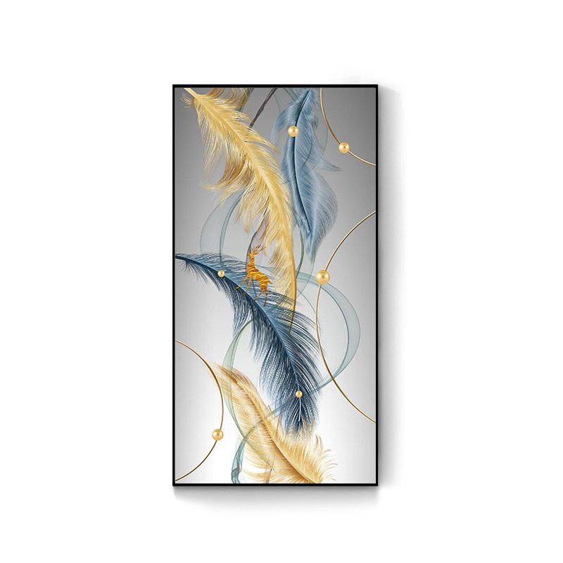Factory Sales Feather Entrance Crystal Porcelain Painting Frames Picture Wall Art