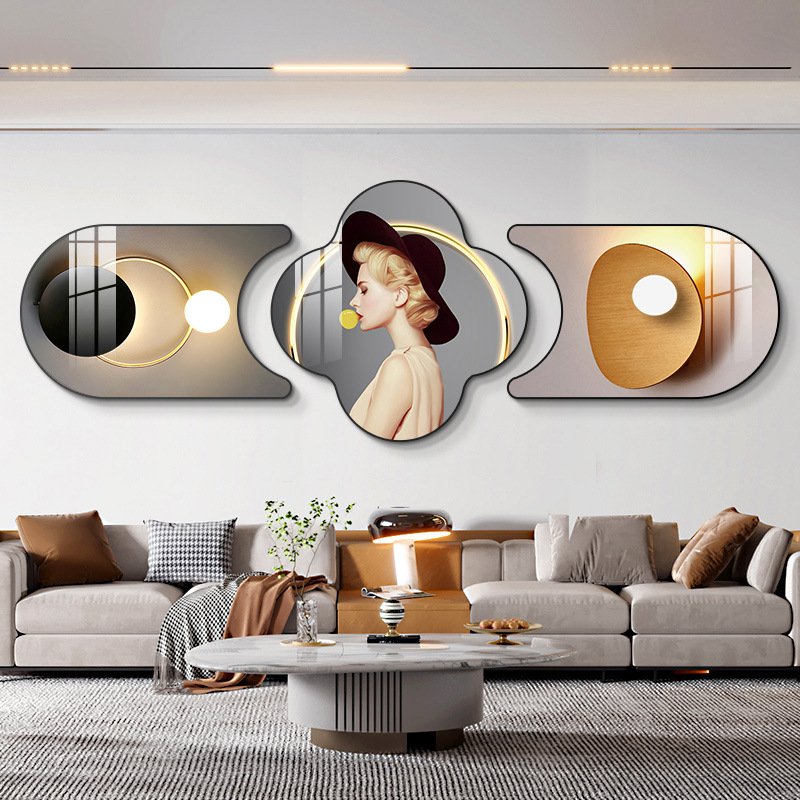 Modern living room decoration new fashion women luxury nordic decoration crystal porcelain diamond abstract painting