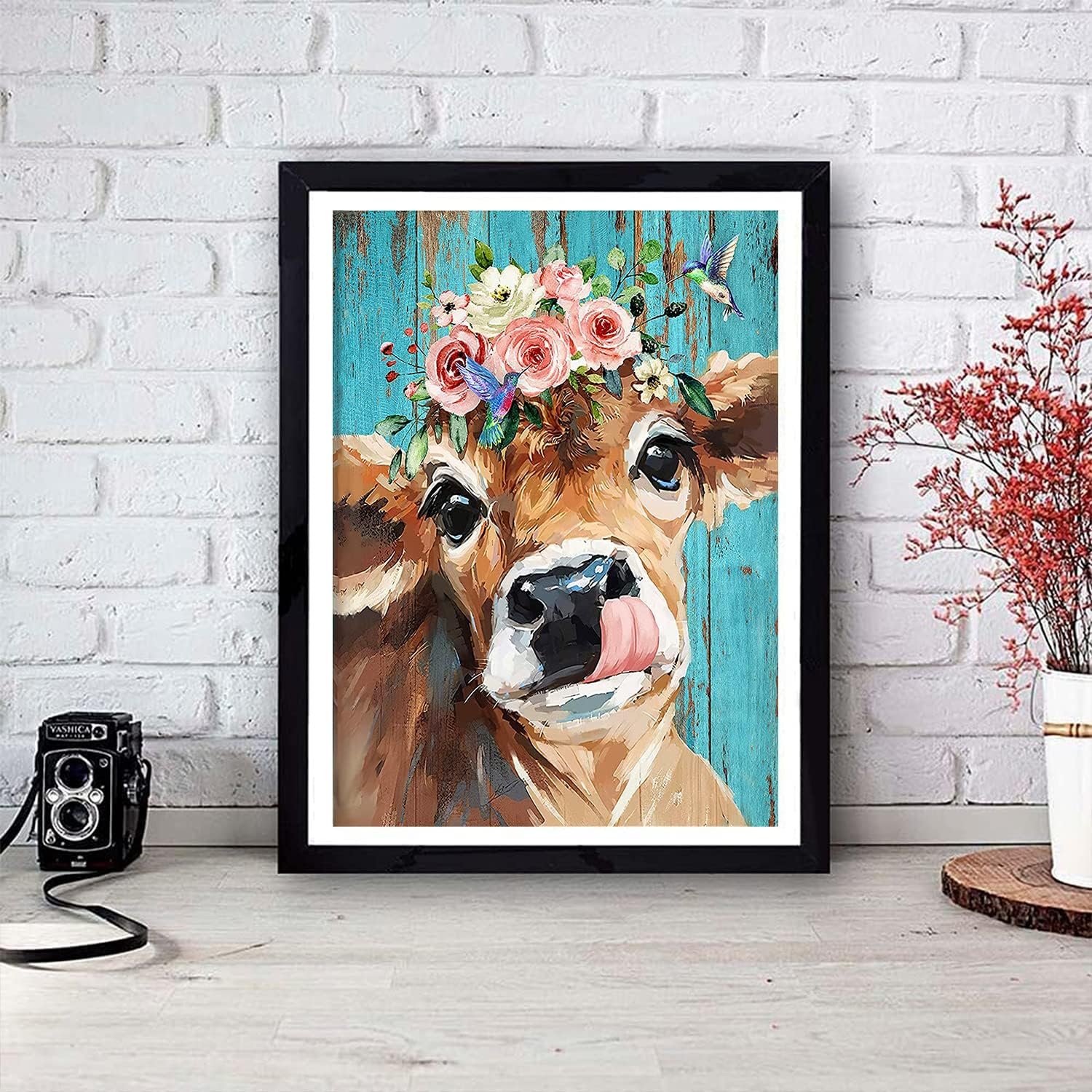 Adult Beginner Oil Painting Style Diamond Painting Round Diamond Cow Art Painting Kit Suitable for Home Wall Decoration Gifts