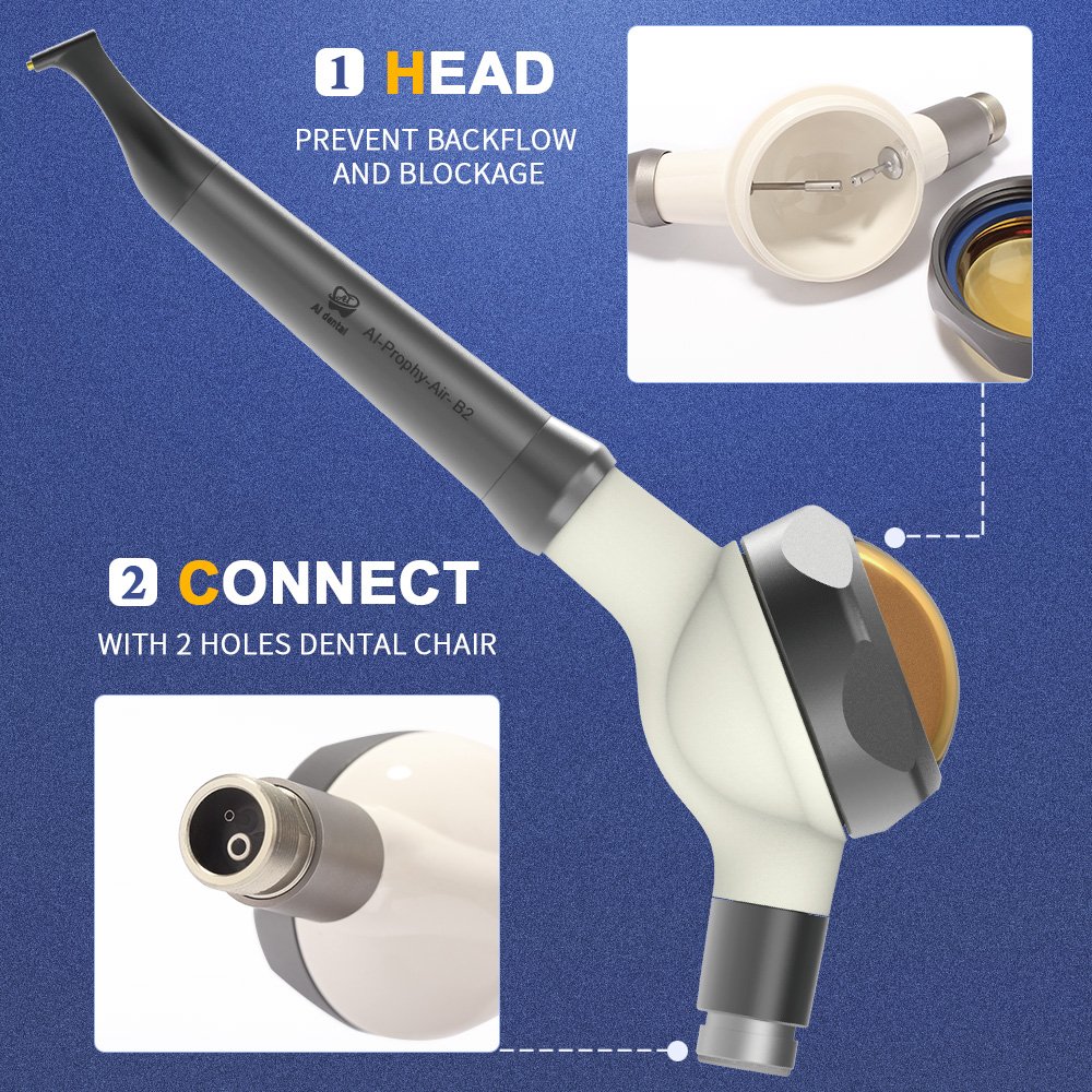 2 hole dentist medical 360 degree rotate air flow sandblasting gun prophy jet polishing intraoral chair unit prices