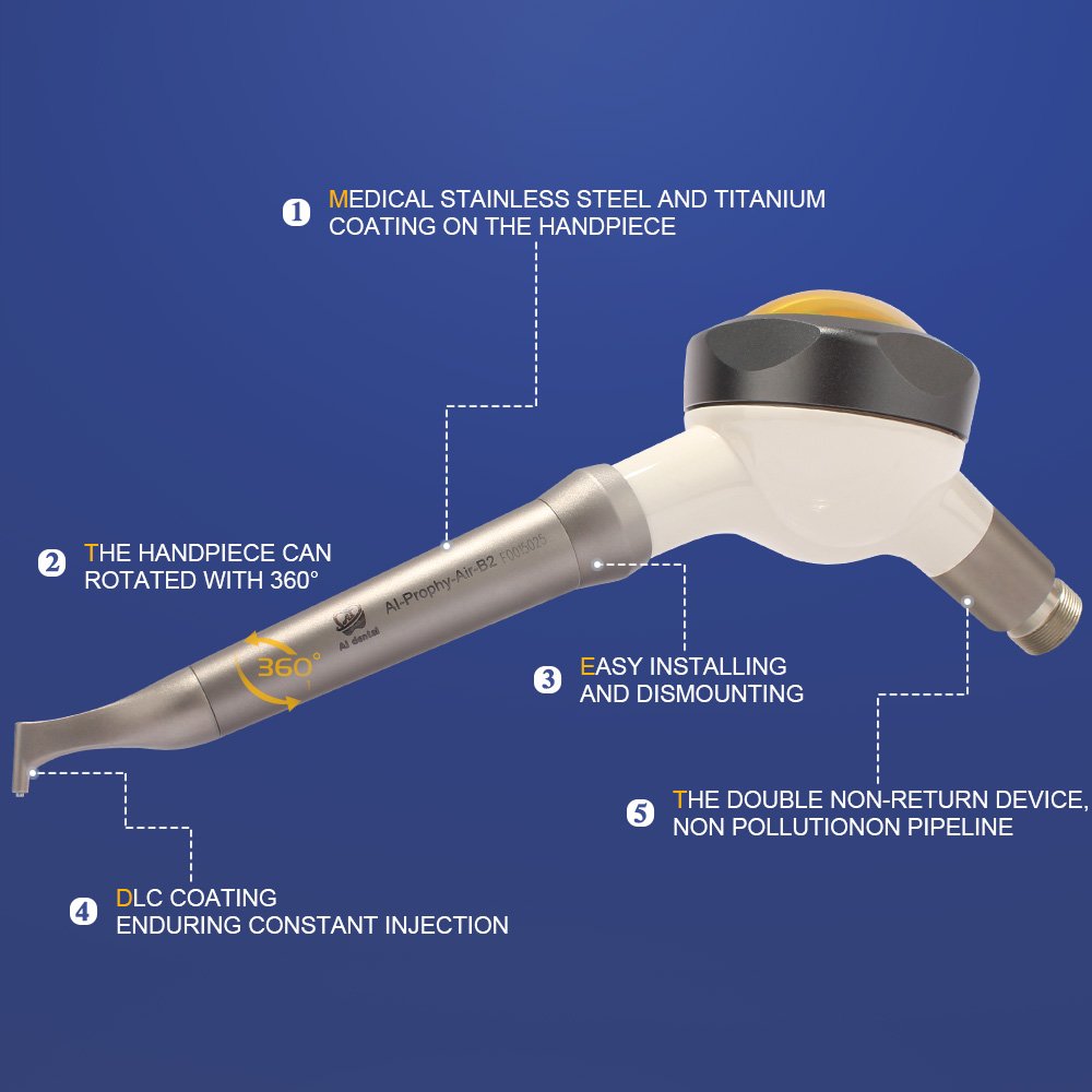 2 hole dentist medical 360 degree rotate air flow sandblasting gun prophy jet polishing intraoral chair unit prices